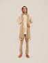 Hooded sweater with part front buttons